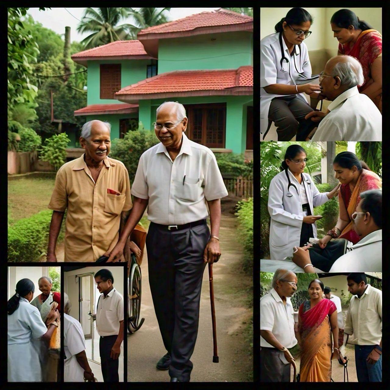 A vKutumb Mitra supporting an elderly person